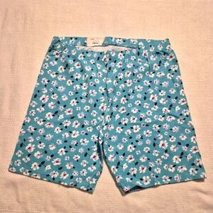 SO girls size XL 14/16 light blue with floral print bike shorts NWT